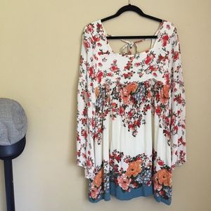 Free People Floral Bell Sleeve Dress